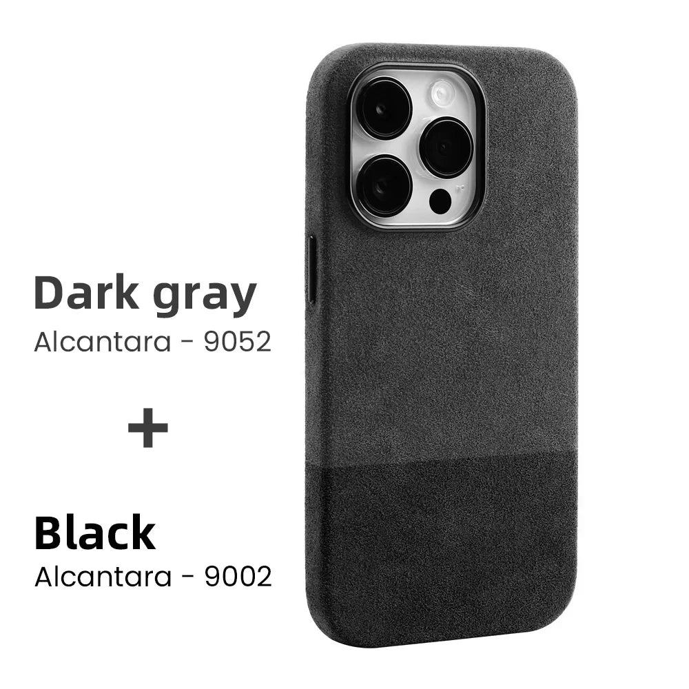 YMW Magnetic ALCANTARA Case for iPhone 16 Pro Max 15 14 13 mini Luxury Business Supercar Interior Same Suede Leather Phone Cover