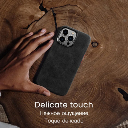 YMW Magnetic ALCANTARA Case for iPhone 16 Pro Max 15 14 13 mini Luxury Business Supercar Interior Same Suede Leather Phone Cover