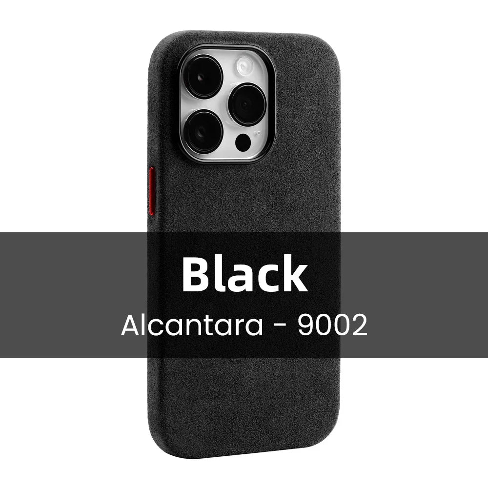 YMW Magnetic ALCANTARA Case for iPhone 16 Pro Max 15 14 13 mini Luxury Business Supercar Interior Same Suede Leather Phone Cover