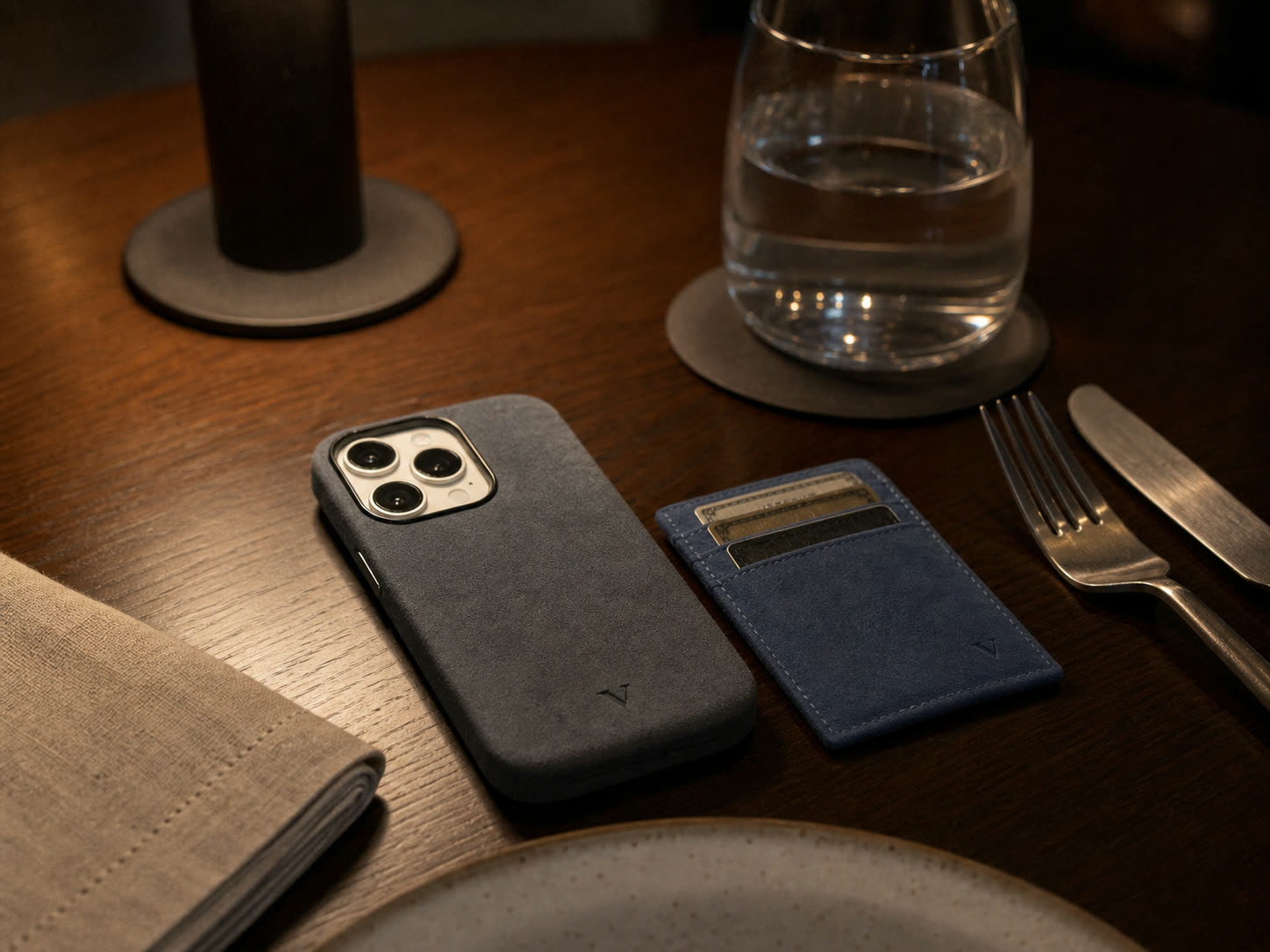 Virela soft-touch objects at a fine dining table